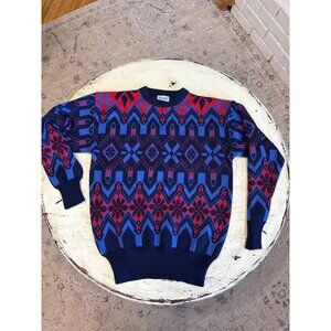 Vintage 80's Meister Geometric‎ Pattern Men's Sweater Med